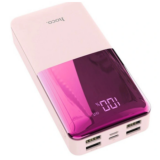 Зарядное устройство HOCO J42A, 20000mAh, 4 USB выхода, Micro и Type-C входы, дисплей, розовый