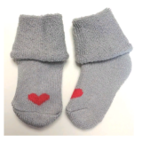 Носочки Littlebloom 3, махровые, Серые с красным сердечком, р. 4-6 см.