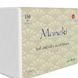 Салфетки бумажные белые, Maneki, Kabi, 2 слоя, упаковка, 150 шт