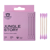 Палочки ватные, Jungle Story, Pink, ультрамягкий хлопок