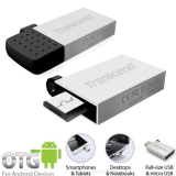 USB  32GB  Transcend  JetFlash 380  серебро  (USB+microUSB)  for Android smartphones