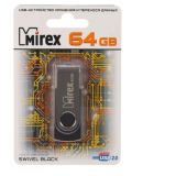 USB  64GB  Mirex  SWIVEL  чёрный  (ecopack)