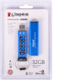 USB 3.0  32GB  Kingston  DT2000  Keypad AES Hardware Encrypted  (256bit)