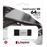 USB 3.0  64GB  Kingston  DataTraveler  80  чёрный/серебро