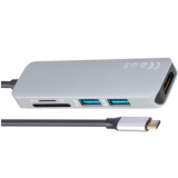 Кабель-адаптер USB3.1 Type-CM-->HDMI+2*USB3.0+TF+SD docking space, Aluminum Shell, VCOM <CU430M> (1/