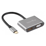 Кабель-адаптер USB3.1 Type-CM-->HDMI+USB3.0+RJ45+PD charging  VCOM <CU455> (1/72)
