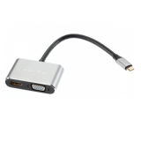 Кабель-концентратор USB3.1 TypeCm --&gt;HDMI+USB3.0+PD+VGA Alum Grey 4K@30Hz, Telecom