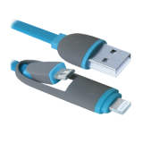 Кабель DEFENDER USB10-03BP, синий, MicroUSB + Lightning,1м (1/100)