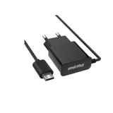 Сетевое зарядное устройство SMARTBUY FLASH, черное, 1.0 А, кабель microUSB 1 м