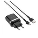 Блок питания сетевой 1 USB HOCO, C12Q, 3000mA, пластик, QC3.0, кабель Type-C, цвет: чёрный (1/10/100