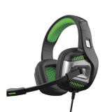 Наушники Smart Buy RUSH PUNCH'EM, черн/зелен, игровая, динамики 50мм, поворотный микрофон, LED