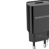 Блок питания сетевой 1 USB Borofone, BA20A, Sharp Series, 2.4A, пластик, цвет: чёрный (65/260)