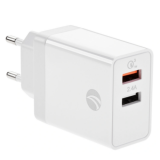 Сетевое зарядное устройство 2 порта AC (EU Plug 100-220V) -> USB, IC, Quick Charge 3.0  VCOM <M050/C