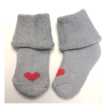 Носочки Littlebloom 3, махровые, Серые с красным сердечком, р. 3-4 см.