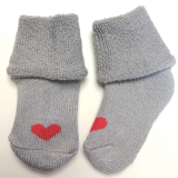 Носочки Littlebloom 3, махровые, Серые с красным сердечком, р. 6-8 см.