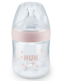 NUK Nature Sense Бутылочка из ПП 150 мл с соской из силикона с отв. S - розовая