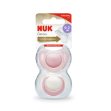 NUK Соска-пустышка силиконовая GENIUS для девочек, размер 0, (количество в упаковке, 2 шт.)