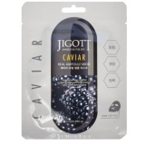 Jigott Real Ampoule Mask Caviar Тканевая/Ампульная маска для лица с экстрактом черной икры 10ea