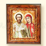 Икона св.Куприян и Устинья Янтарь