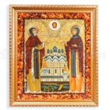 Икона св. Петр и Феврония, янтарь